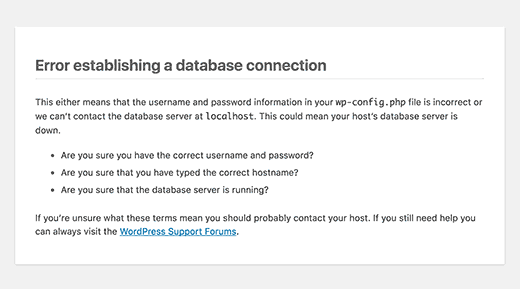 Error Establishing a Database Connection