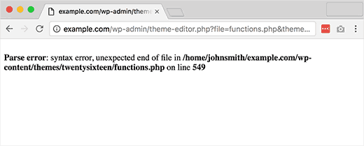 Syntax Error in WordPress