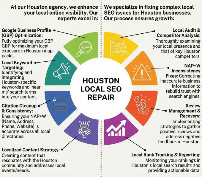 Graphic showing professional website repair services.
