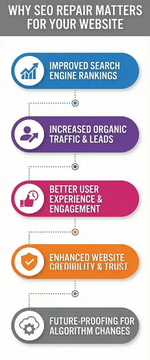 Graphic showing professional website repair services.